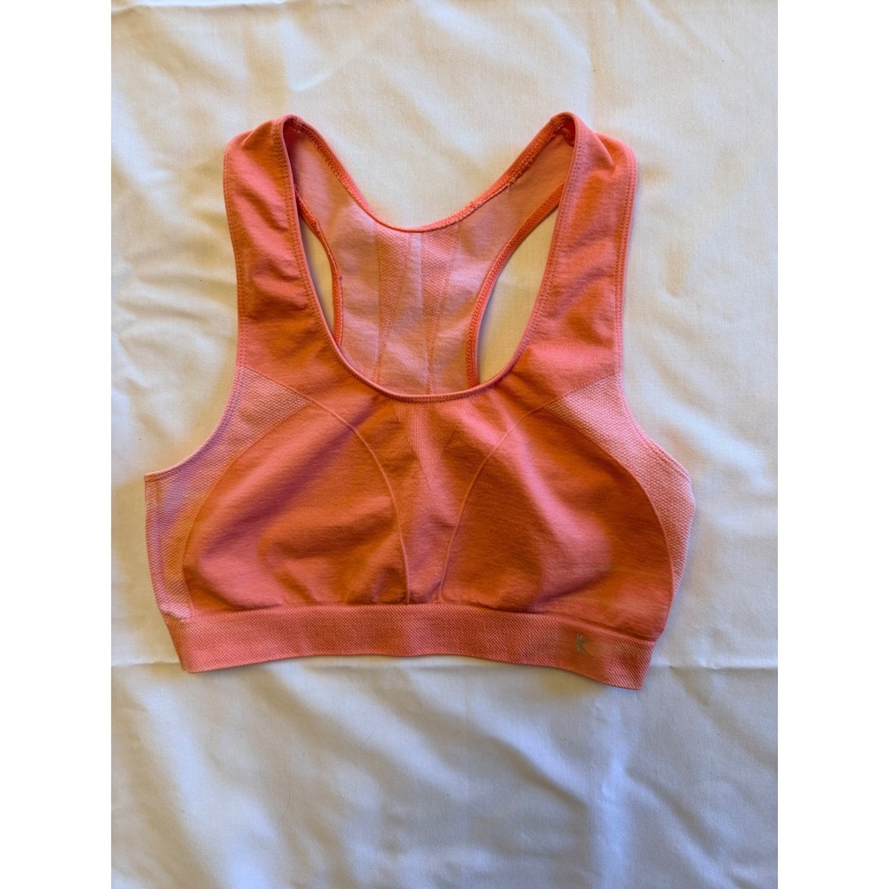 Danskin Now Womens Coral Orange Seamless Racerback Sports Bra Size L Large